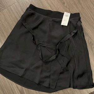 Black silk wrap skirt